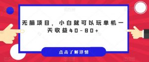 无脑项目，小白就可以玩单机一天收益40-80+【揭秘】-虚拟资源库