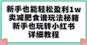 新手也能轻松盈利1w，卖减肥食谱玩法秘籍，新手也玩转小红书详细教程【揭秘】-虚拟资源库