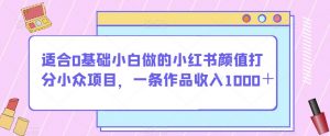 适合0基础小白做的小红书颜值打分小众项目,一条作品收入1000+【揭秘】-虚拟资源库