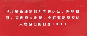 9月最新纯绿暴力男粉玩法,简单粗暴,无需真人出镜,全套赋能靠卖私人物品也能日赚1000-虚拟资源库