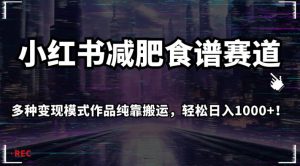 小红书减肥食谱赛道，多种变现模式作品纯靠搬运，轻松日入1000+！【揭秘】-虚拟资源库