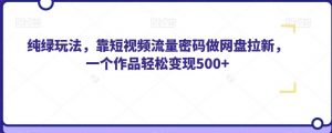 纯绿玩法,靠短视频流量密码做网盘拉新,一个作品轻松变现500+【揭秘】-虚拟资源库