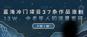 蓝海冷门项目37条作品涨粉13W，中老年人的流量密码【揭秘】-虚拟资源库
