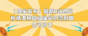 【独家发布】最新B站创业粉精准粉超级曝光引流附脚本可多开【揭秘】-虚拟资源库