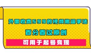 外面收费599的视频搬运手法,百分百过原创,可用起号变现【揭秘】-虚拟资源库