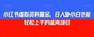 小红书虚拟资料掘金,日入300+小白也能轻松上手的蓝海项目【揭秘】-虚拟资源库