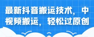 外卖598元的最新抖音搬运技术，中视频搬运，轻松过原创-虚拟资源库