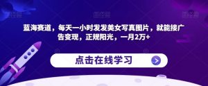 蓝海赛道,每天一小时发发美女写真图片,就能接广告变现,正规阳光,一月2万+【揭秘】-虚拟资源库