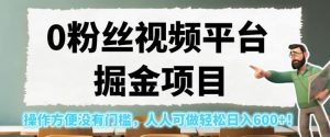 0粉丝视频平台掘金项目,操作方便没有门槛,人人可做轻松日入600+!【揭秘】-虚拟资源库