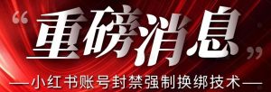 【最新】小红书账号封禁强制换绑技术可日赚300-虚拟资源库
