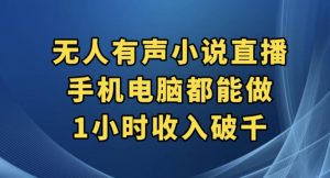 抖音无人有声小说直播，手机电脑都能做，1小时收入破千【揭秘】-虚拟资源库