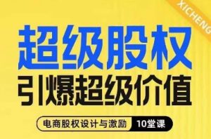 超级股权引爆超级价值,电商股权设计与激励10堂线上课-虚拟资源库