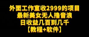 外面工作室收2999的项目最新美女无人撸音浪日收益几百到几千【教程+软件】(仅揭秘)-虚拟资源库