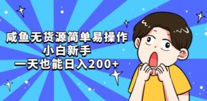 咸鱼无货源简单易操作小白新手一天也能日入200+【揭秘】-虚拟资源库