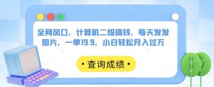 全网风口，计算机二级搞钱，每天发发图片，一单19.9，小白轻松月入过万【揭秘】-虚拟资源库