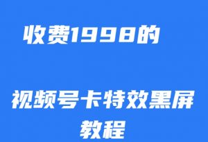 外面收费1998的视频号卡特效黑屏玩法，条条原创，轻松热门【揭秘】-虚拟资源库