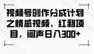 视频号创作分成计划之情感视频，红利项目，闷声日入300+-虚拟资源库