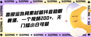 靠搬运外网素材做抖音助眠赛道,一个视频200+,无门槛小白可做【揭秘】-虚拟资源库
