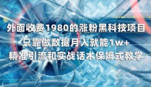 外面收费1980的涨粉黑科技项目,只靠做数据月入就能1w+【揭秘】-虚拟资源库