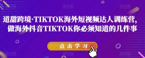 道甜跨境·TIKTOK海外短视频达人训练营,做海外抖音TIKTOK你必须知道的几件事-虚拟资源库