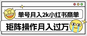 外面收费1980的小红书商单保姆级教程,单号月入2k,矩阵操作轻松月入过万-虚拟资源库