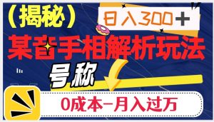 日入300+的，抖音手相解析玩法，号称0成本月入过万（揭秘）-虚拟资源库