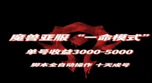 魔兽亚服一命模式,10天成号-单号3千-5千,脚本全自动操作,保姆级教学【揭秘】-虚拟资源库