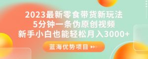 2023最新零食带货新玩法，5分钟一条伪原创视频，新手小白也能轻松月入3000+【揭秘】-虚拟资源库