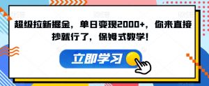 超级拉新掘金,单日变现2000+,你来直接抄就行了,保姆式教学!【揭秘】-虚拟资源库