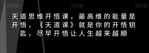 天道思维开悟课，最高维的能量是开悟，《天道课》就是你的开悟钥匙，尽早开悟让人生越来越顺-虚拟资源库