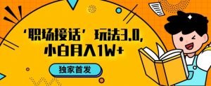 职场接话3.0玩法，小白易上手，暴力变现月入1w【揭秘】-虚拟资源库