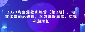 2023淘宝爆款训练营【第2期】，电商运营的必修课，学习爆款思路，实现利润增长-虚拟资源库