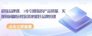 超级品牌课,3步引爆你的产品销量,实现利润翻倍教你落地做好品牌的课-虚拟资源库