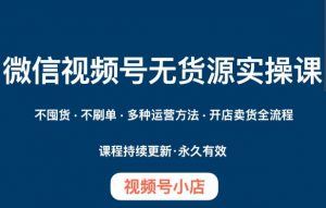 微信视频号小店无货源实操课程,不囤货·不刷单·多种运营方法·开店卖货全流程-虚拟资源库