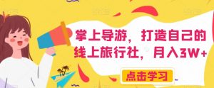 掌上导游，打造自己的线上旅行社，月入3W+【揭秘】-虚拟资源库