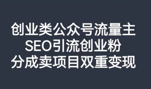 创业类公众号流量主，SEO引流创业粉，分成卖项目双重变现【揭秘】-虚拟资源库