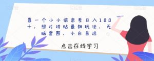 靠一个小小信息差日入100＋，照片拼贴最新玩法，无脑套图，小白首选【揭秘】-虚拟资源库