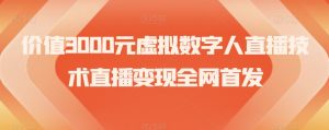 价值3000元虚拟数字人直播技术直播变现全网首发【揭秘】-虚拟资源库