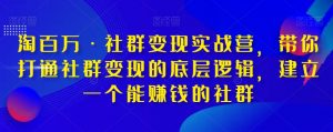 淘百万·社群变现实战营,带你打通社群变现的底层逻辑,建立一个能赚钱的社群-虚拟资源库