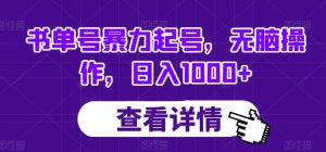 书单号暴力起号,无脑操作,日入1000+【揭秘】-虚拟资源库