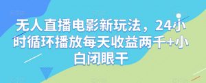 无人直播电影新玩法，24小时循环播放每天收益两千+小白闭眼干【揭秘】-虚拟资源库