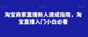 淘宝商家直播新人速成指南,淘宝直播入门小白必看-虚拟资源库
