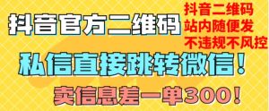 价值3000的技术!抖音二维码直跳微信!站内无限发不违规!-虚拟资源库