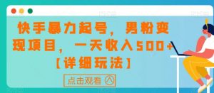 快手暴力起号,男粉变现项目,一天收入500+【详细玩法】【揭秘】-虚拟资源库