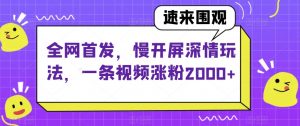 全网首发，慢开屏深情玩法，一条视频涨粉2000+【揭秘】-虚拟资源库