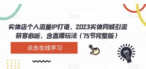 实体店个人流量IP打造,2023实体同城引流获客必听,含直播玩法(75节完整版)-虚拟资源库