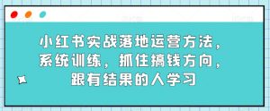小红书实战落地运营方法,系统训练,抓住搞钱方向,跟有结果的人学习-虚拟资源库