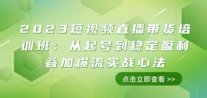 2023短视频直播带货培训班:从起号到稳定盈利叠加爆流实战心法(11节课)-虚拟资源库