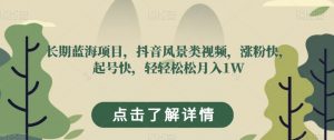 长期蓝海项目，抖音风景类视频，涨粉快，起号快，轻轻松松月入1W【揭秘】-虚拟资源库