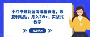 小红书最新蓝海编程赛道，靠复制粘贴，月入2W+，实战式教学【揭秘】-虚拟资源库